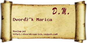 Dvorák Marica névjegykártya